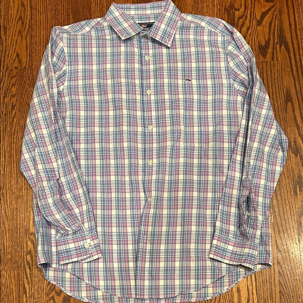 Vineyard Vines Men's Plaid Shirt - Blue and Pink